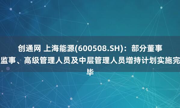创通网 上海能源(600508.SH)：部分董事、监事、高级管理人员及中层管理人员增持计划实施完毕