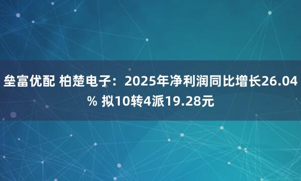 垒富优配 柏楚电子：2025年净利润同比增长26.04% 拟10转4派19.28元
